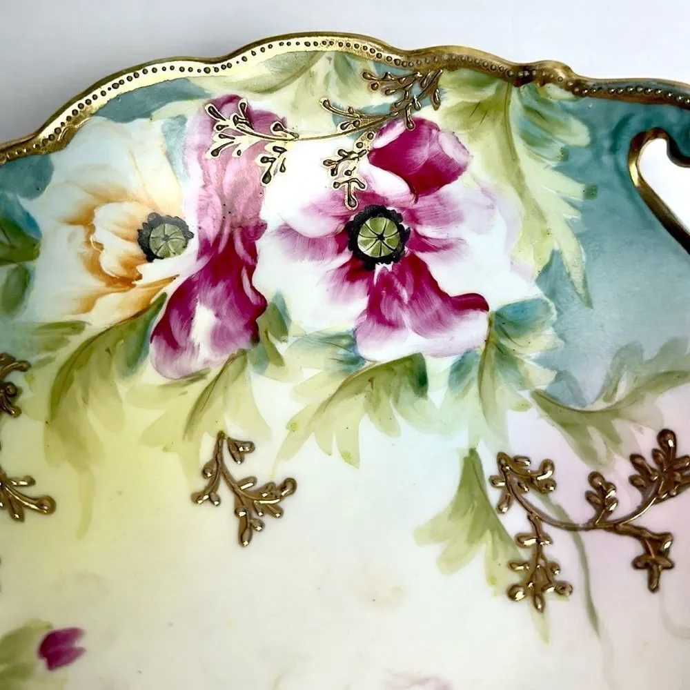 Antique Maple Leaf Mark Nippon Porcelain Hand Painted Embossed Bowl 1891-1911